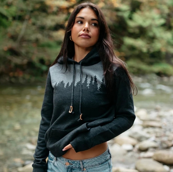 Tentree Charcoal Gray Hoodie with Forest Graphic Design Size S/XS - Picture 4 of 16